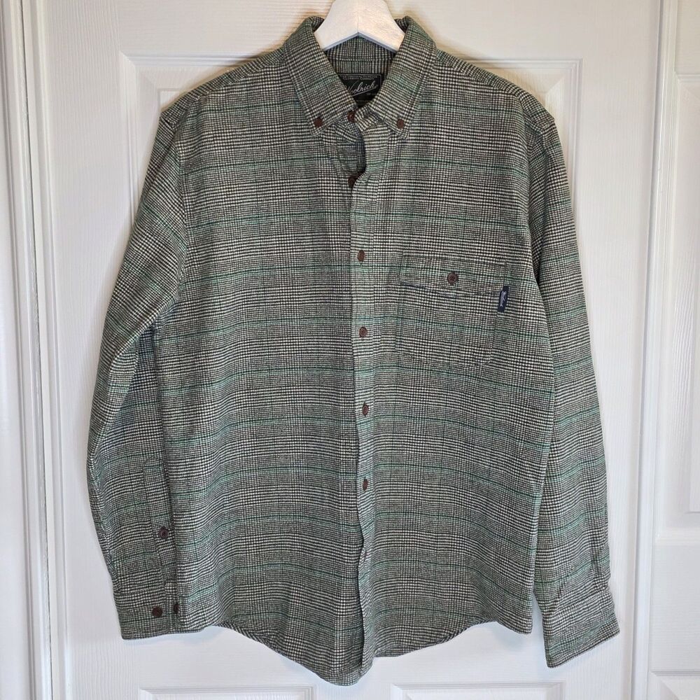 Woolrich Green/Grey Button Up Long Sleeve Shirt Cotton Heavy Men’s Medium